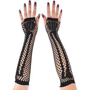 Women's Fishing Halloween Black 9 Net Gloves Fingerless Gothic Accessories